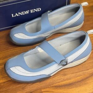 Lands' End Mary Jane Trekker Blue Comfort Mule 7.5